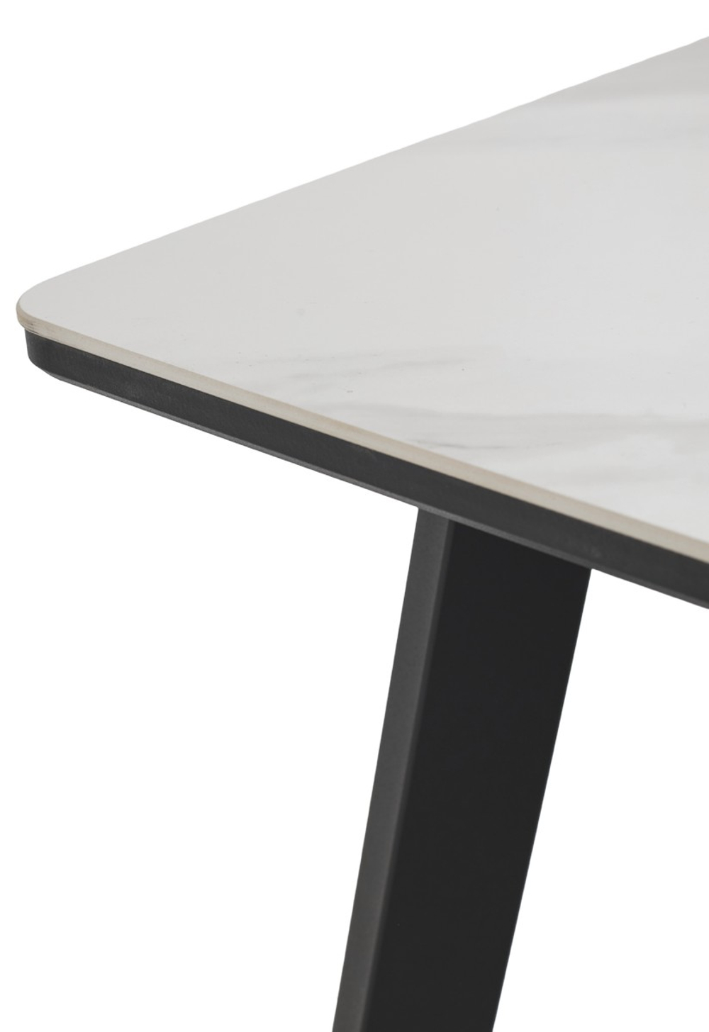 Стол ТИК ТАК 120  Белый мрамор активный, керамика / Черный каркас М-City