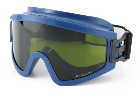 Очки Росомз ЗП2 PANORAMA Strong Glass (3 PC), защитные закрытые, с прямой вентиляцией, тёмно-синий корпус, арт. 34227