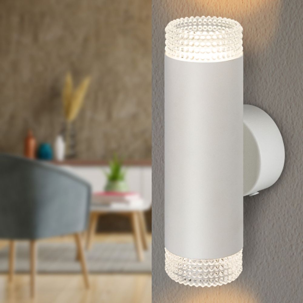 Светильник настенный ЭРА WL50 WH/TR 2*GU10 2*12Вт IP20 белый, прозрачный