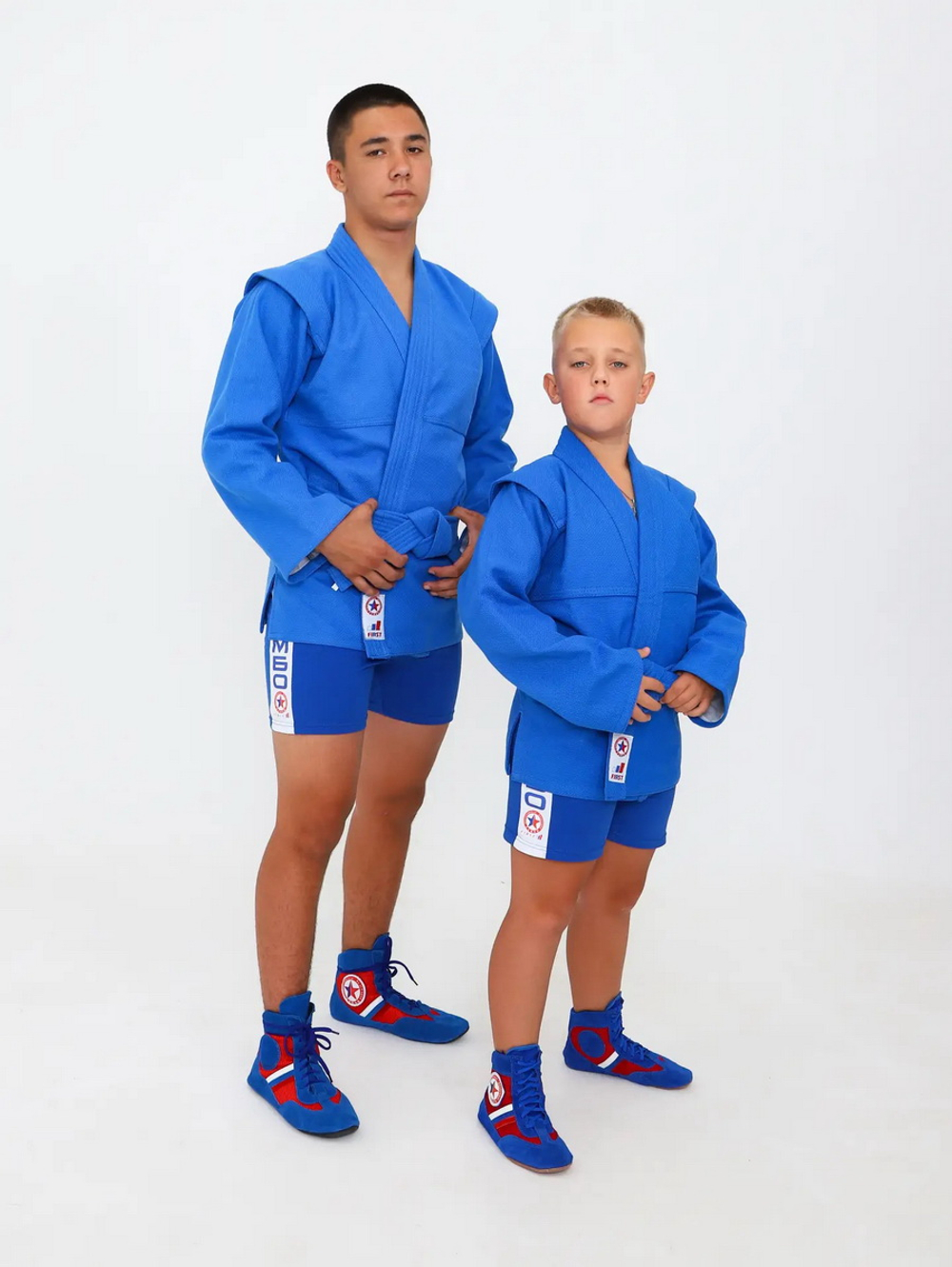 Куртка для САМБО с поясом, плотностью 580 г/м² с подкладкой синяя