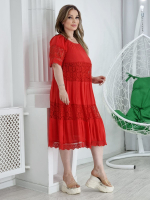 Платье-миди Meet с вышивкой ришелье цвет красный