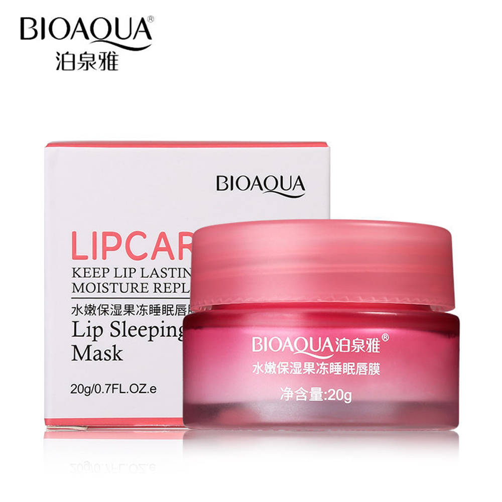 Маска для губ BioAqua Ночная увлажнение и восстановление, Sleeping Mask с кисточкой для нанесения, 20 г