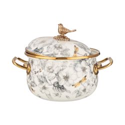 КАСТРЮЛЯ ЭМАЛИРОВАННАЯ AGNESS С КРЫШКОЙ, СЕРИЯ ЯБЛОНЕВЫЙ САД, 2,1Л, ДИА.16СМ