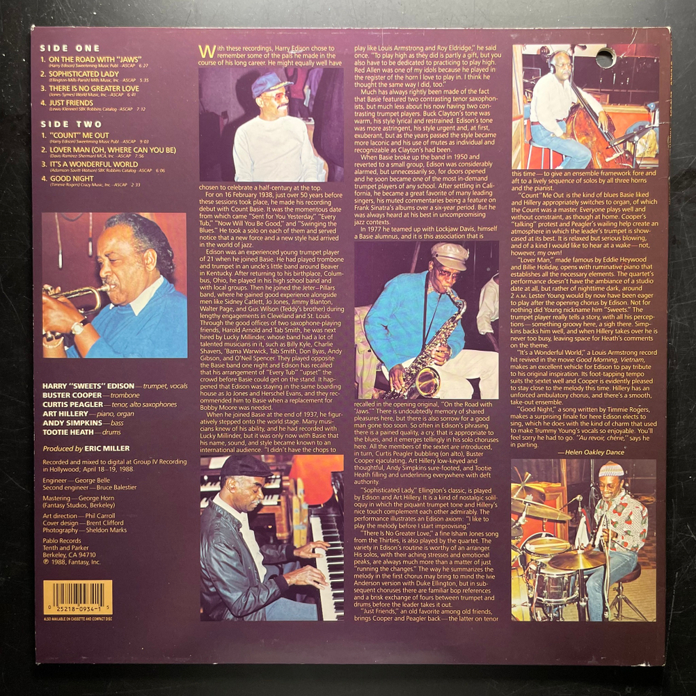 Harry Sweets Edison – For My Pals (США 1988г.)