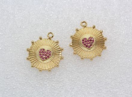 Подвеска-медальон "Сердце" 20мм, со стразами