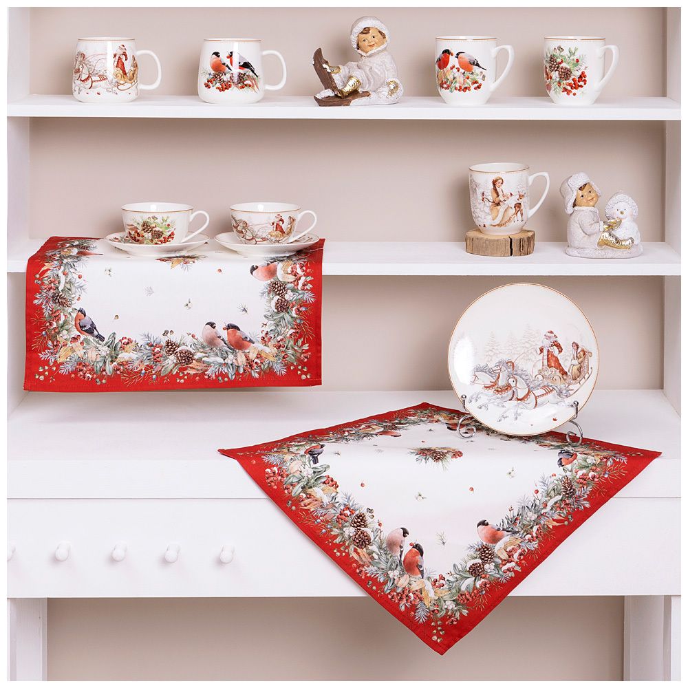 НАБОР САЛФЕТОК ИЗ 2-Х ШТ "МОРОЗКО.СНЕГИРИ",40Х40СМ, 100% ХЛОПОК,КРАСНЫЙ,ТВИЛ