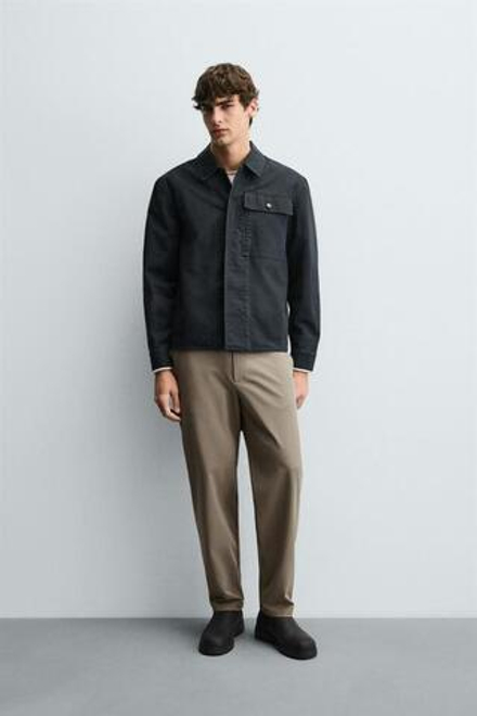 ZARA БРЮКИ ИЗ РЕЛЬЕФНОЙ ТКАНИ КОМФОРТНОГО КРОЯ, РЫЖЕВАТО-КОРИЧНЕВЫЙ