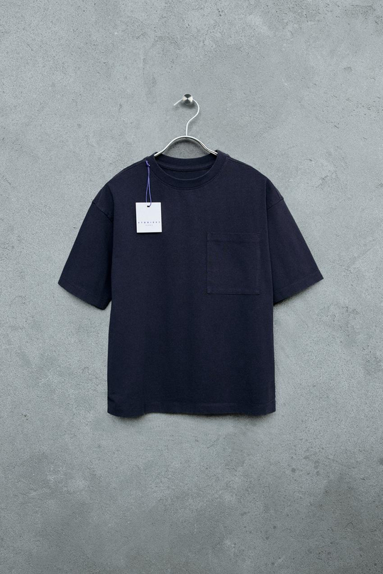 ZARA STORIESZ - ФУТБОЛКА HEAVY WEIGHT С КАРМАНОМ, МОРСКОЙ СИНИЙ