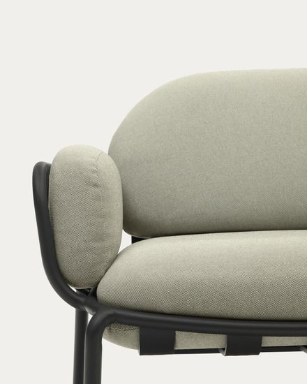 Уличный 2-местный диван Joncols с бежевой обивкой и серым алюминием 164 см