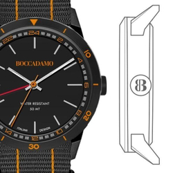 Часы Boccadamo Navy Black NV026 BW с ремешком из нейлона, минеральным стеклом