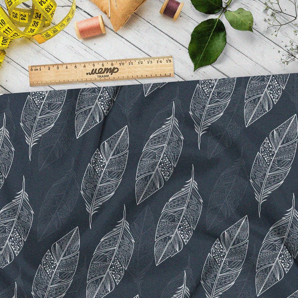 Ткань ниагара белые полупрозрачные перья