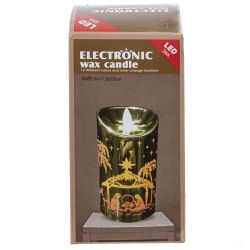 GAEM Изделие декор Свеча "Золотой Дед Мороз" (подсвет, AAAх3 н/п) L7,5 W7,5 H14,5 см