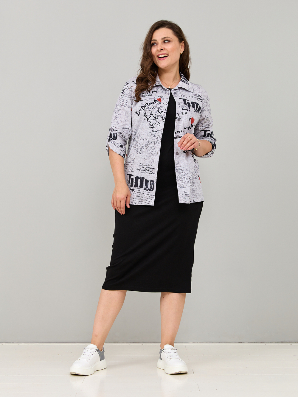 Рубашка Р-001/серый-газета