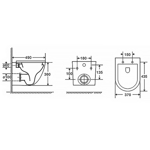 Унитаз подвесной PRO 370х490х360 безободковый, в комплекте с сидением микролифт (PRO-0001)