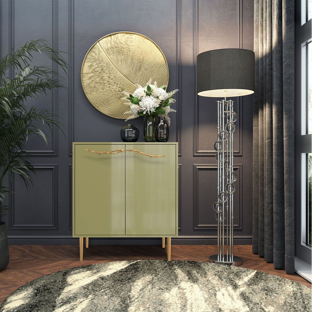 Комод Арт Колор Стайл Голд с 2 полками Зеленая олива