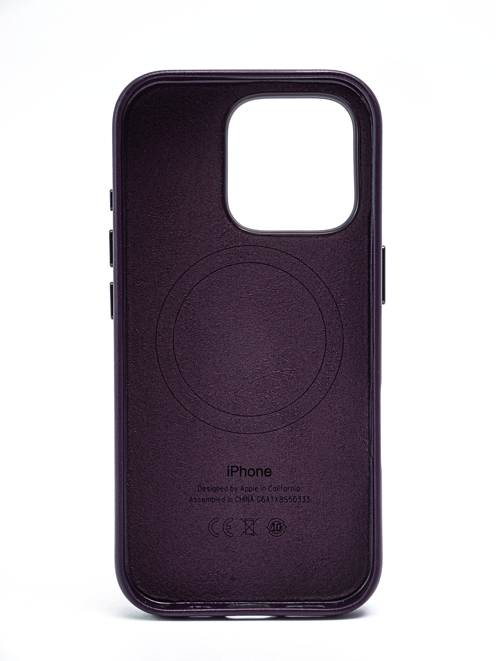 Кожаный чехол Leather Case iPhone 16 Pro Dark Cherry Темно-Фиолетовый