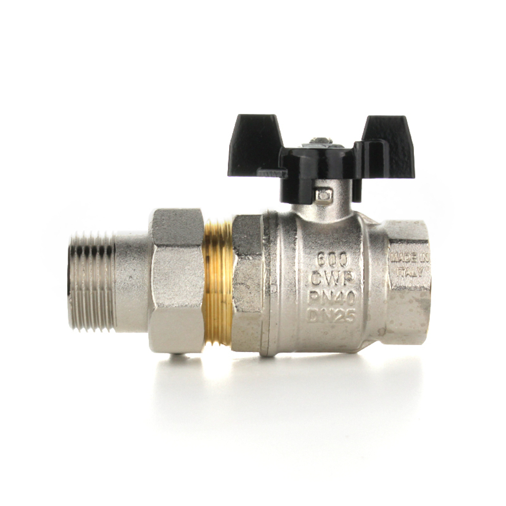 Полнопроходной шаровой кран STRONG, 1/2" НВ американка, ручка бабочка