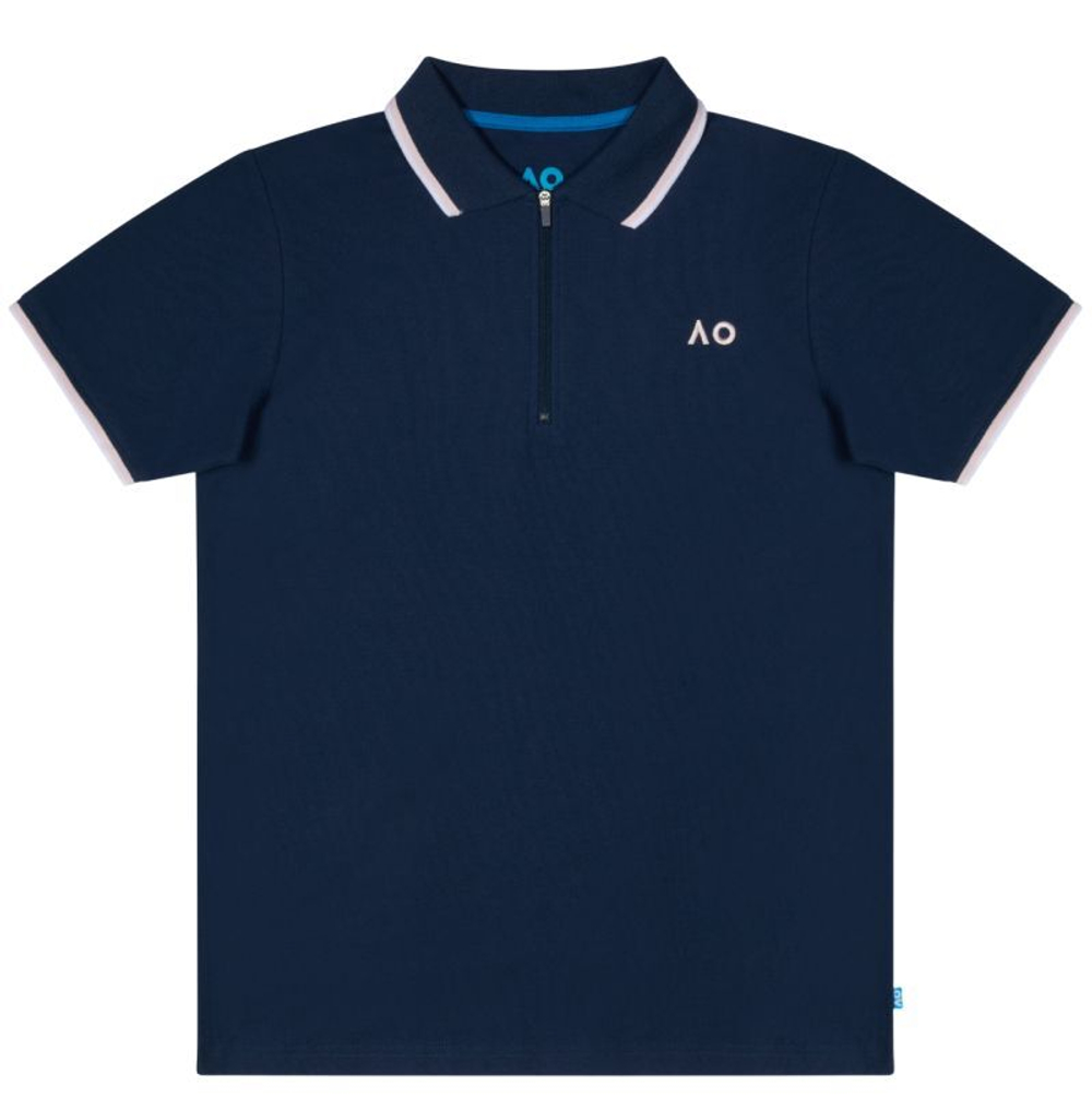 Женское поло Australian Open Half-Zip AO Logo - небесный