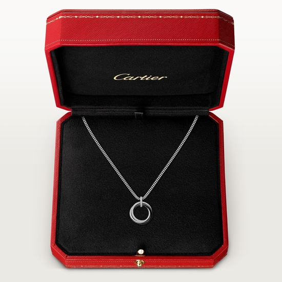 Подвеска Cartier Trinity в белом золоте с керамикой и бриллиантами