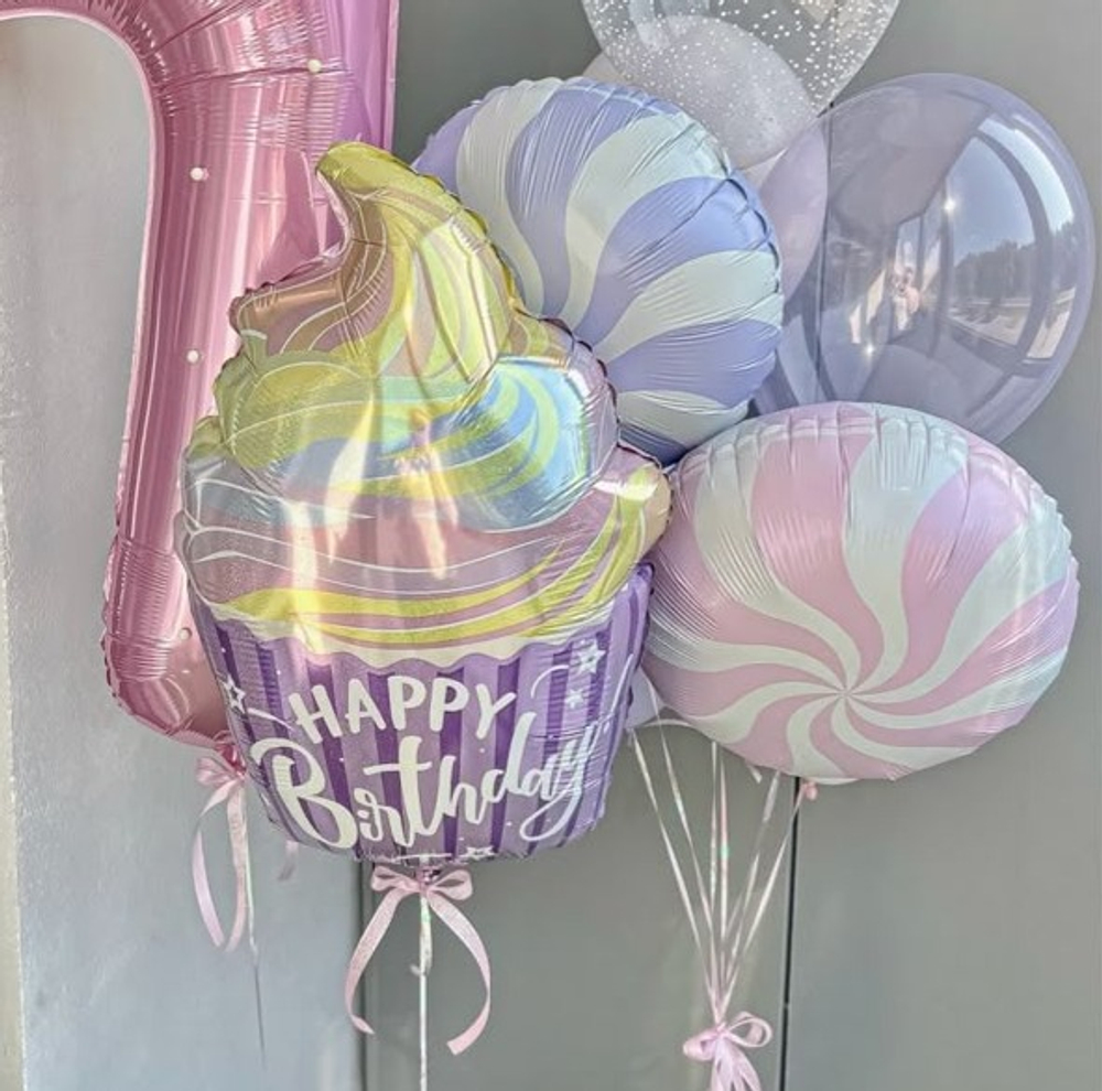 Фольгированный шар-фигура «Кекс» пастель с блеском, 69 см