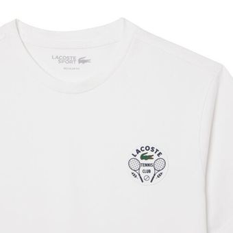 Мужская теннисная футболка Lacoste Ultra Dry Tennis Heritage Badge - white