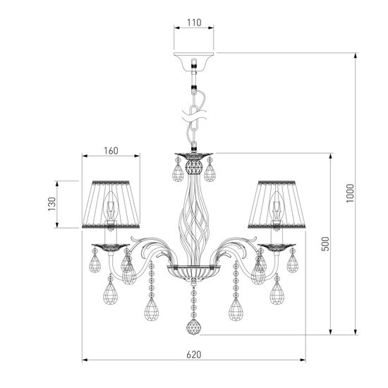 10054/5 / подвесной светильник /   белый с золотом/прозрачный хрусталь Strotskis