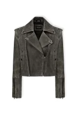 Укороченная косуха с увеличенными плечами, Cерый