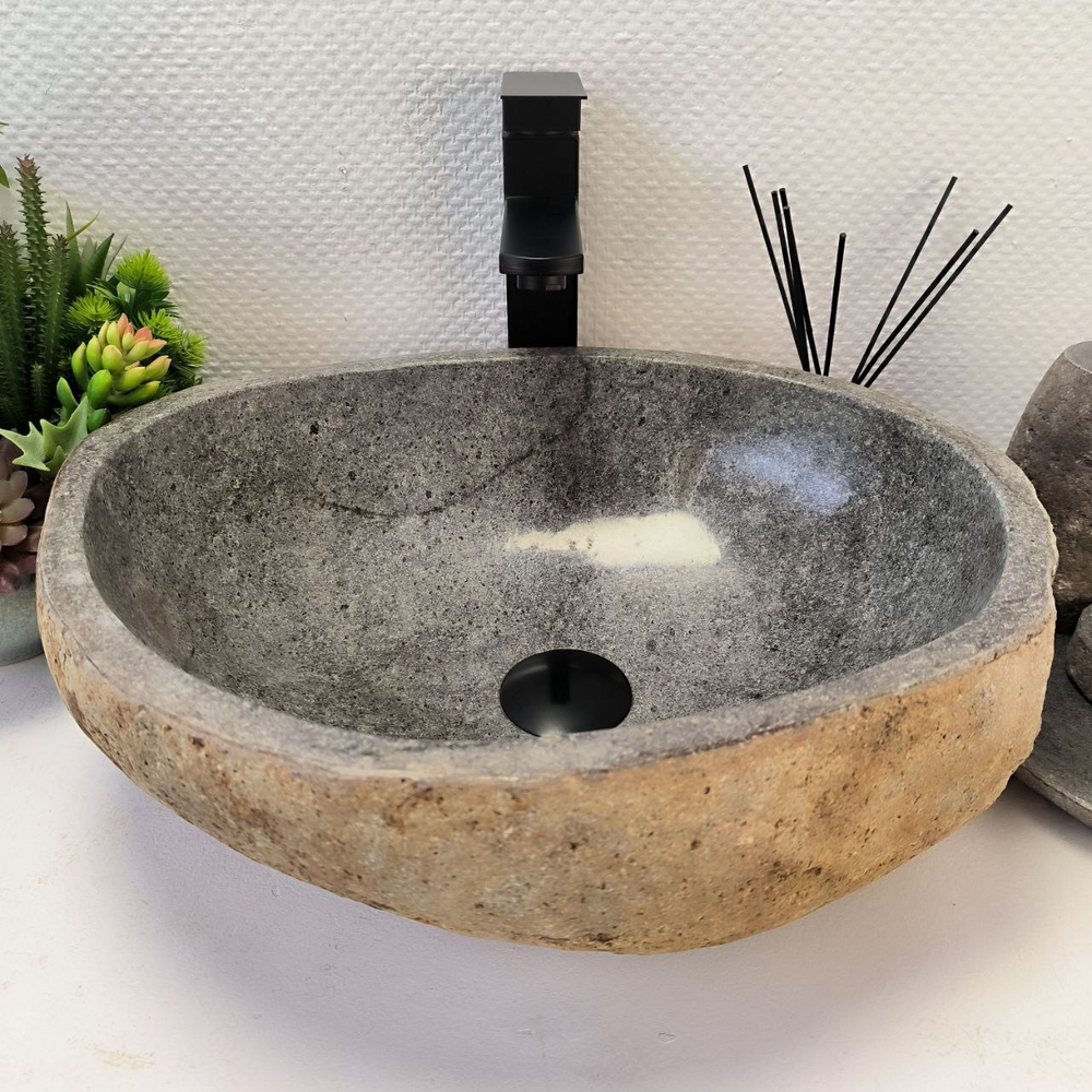 Раковина из речного камня RS-64112 (45*36*15) 0122