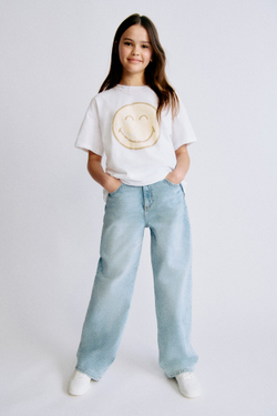 H&M Футболка оверсайз с принтом, белый