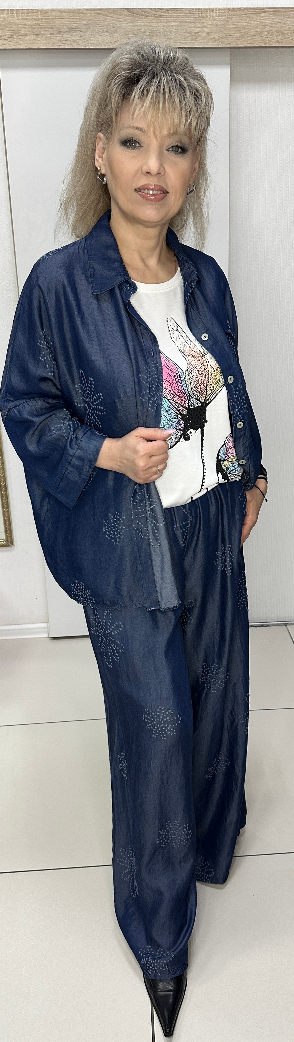 Брючный итальянский костюм из тенселя