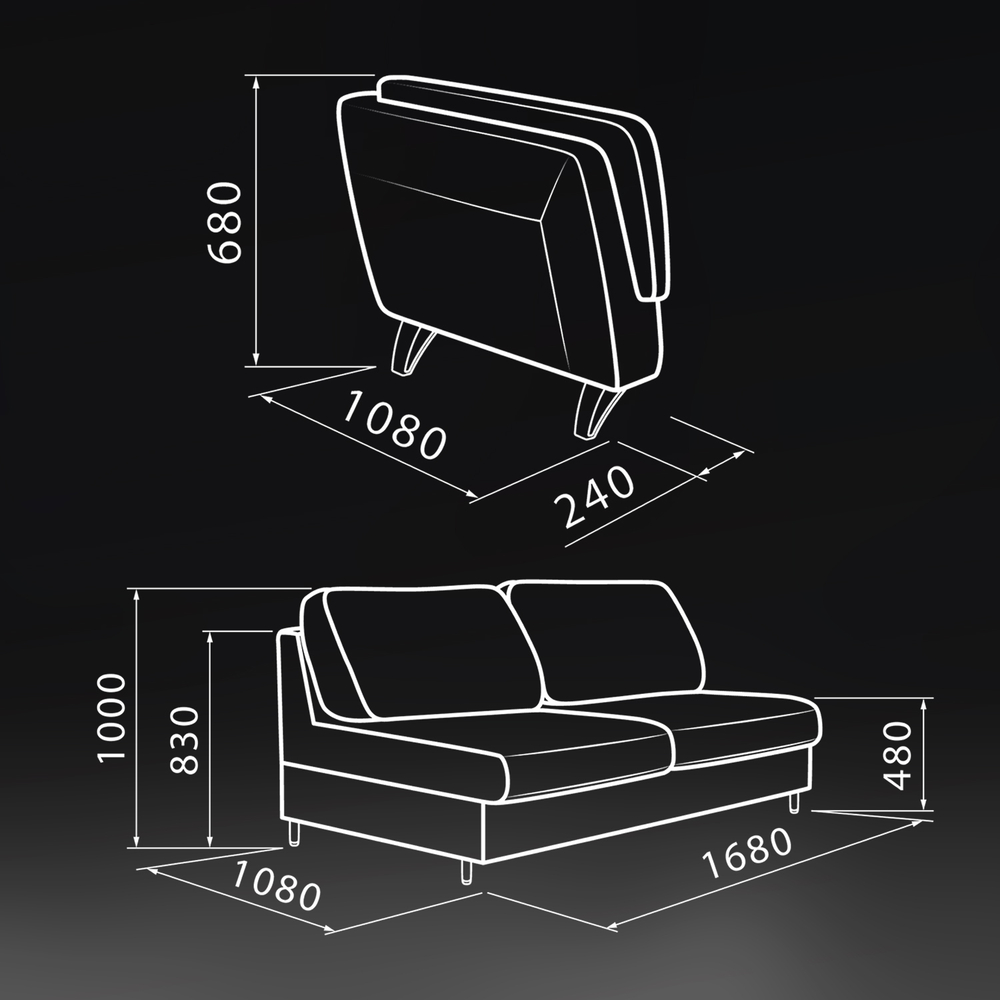 Прямой диван "Сорренто" (Шенилл Limber 9)