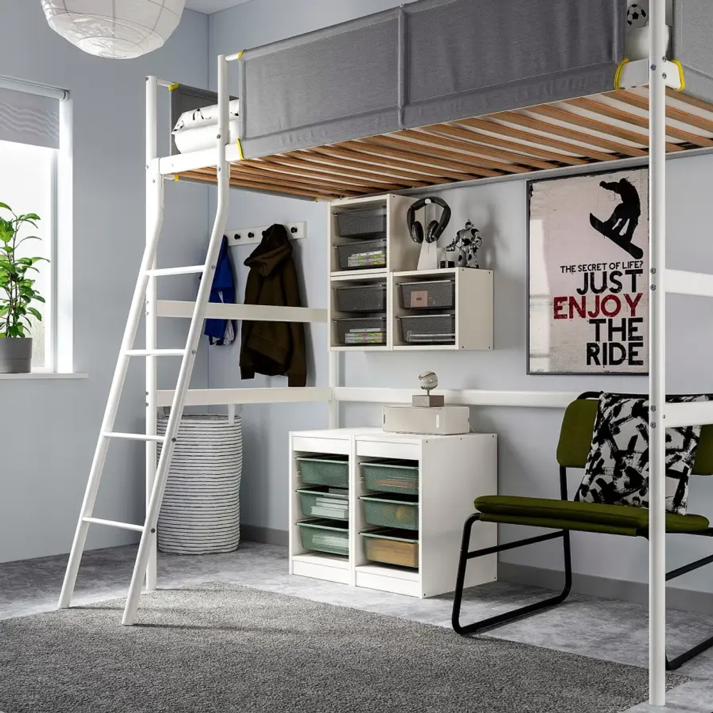 Стеллаж - IKEA TROFAST, 34х44х55 см, белый/серо-зеленый, ТРУФАСТ ИКЕА