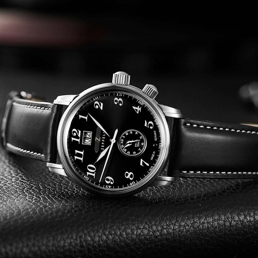 ZEPPELIN Piaget Collection Quartz Movement Men"s Watches Watch Black Dial Leather Strap