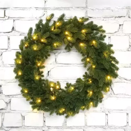 Венок рождественский «Чарующий» с встроенной LED подсветкой (Литая хвоя 100%) 60 см