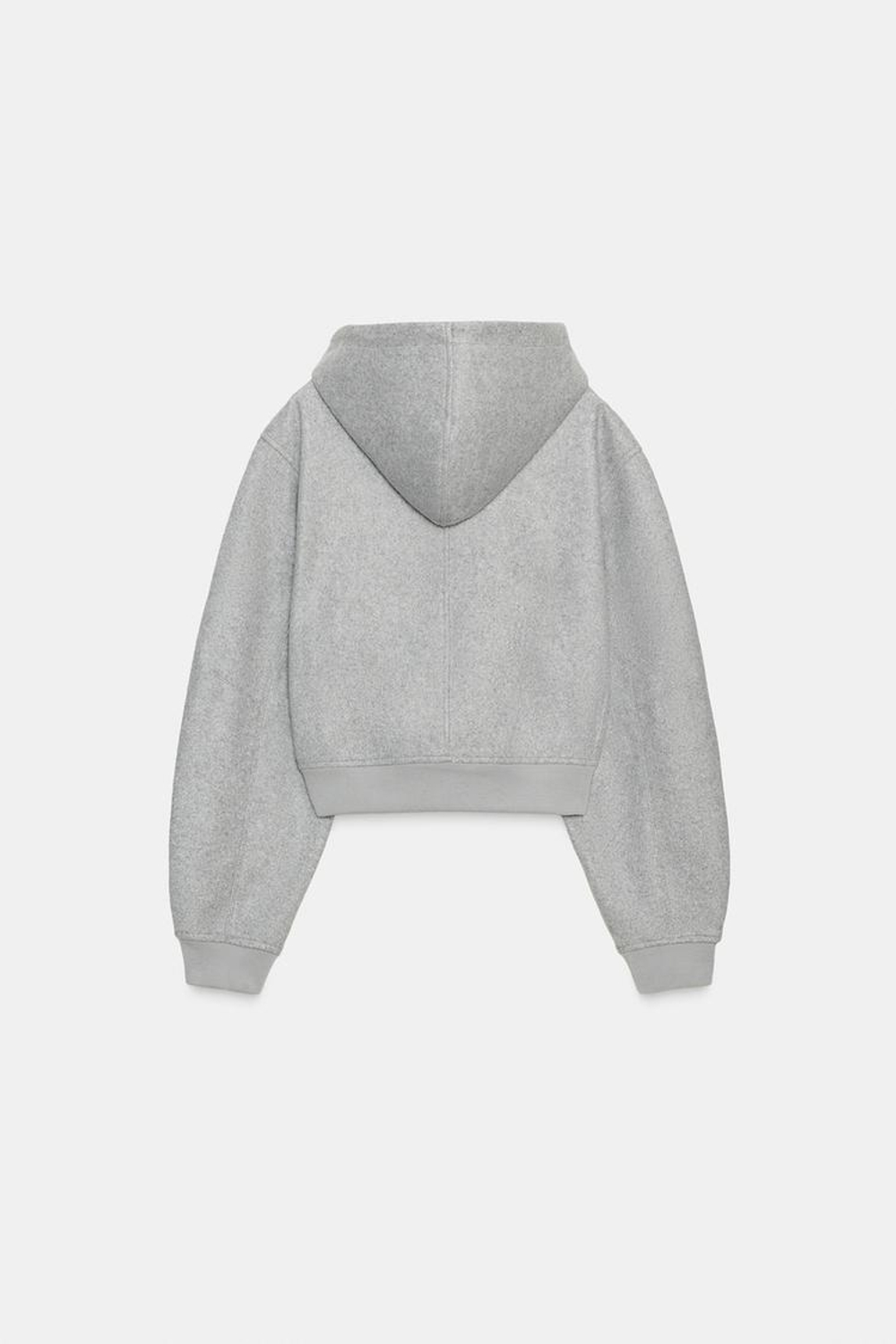 ZARA МЯГКАЯ КУРТКА С ОБЪЕМНЫМИ РУКАВАМИ, СВЕТЛО-СЕРЫЙ