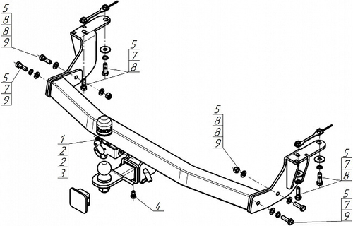 Фаркоп ZincaR оцинкованный на Changan CS95 (2023-) арт.ZC102E