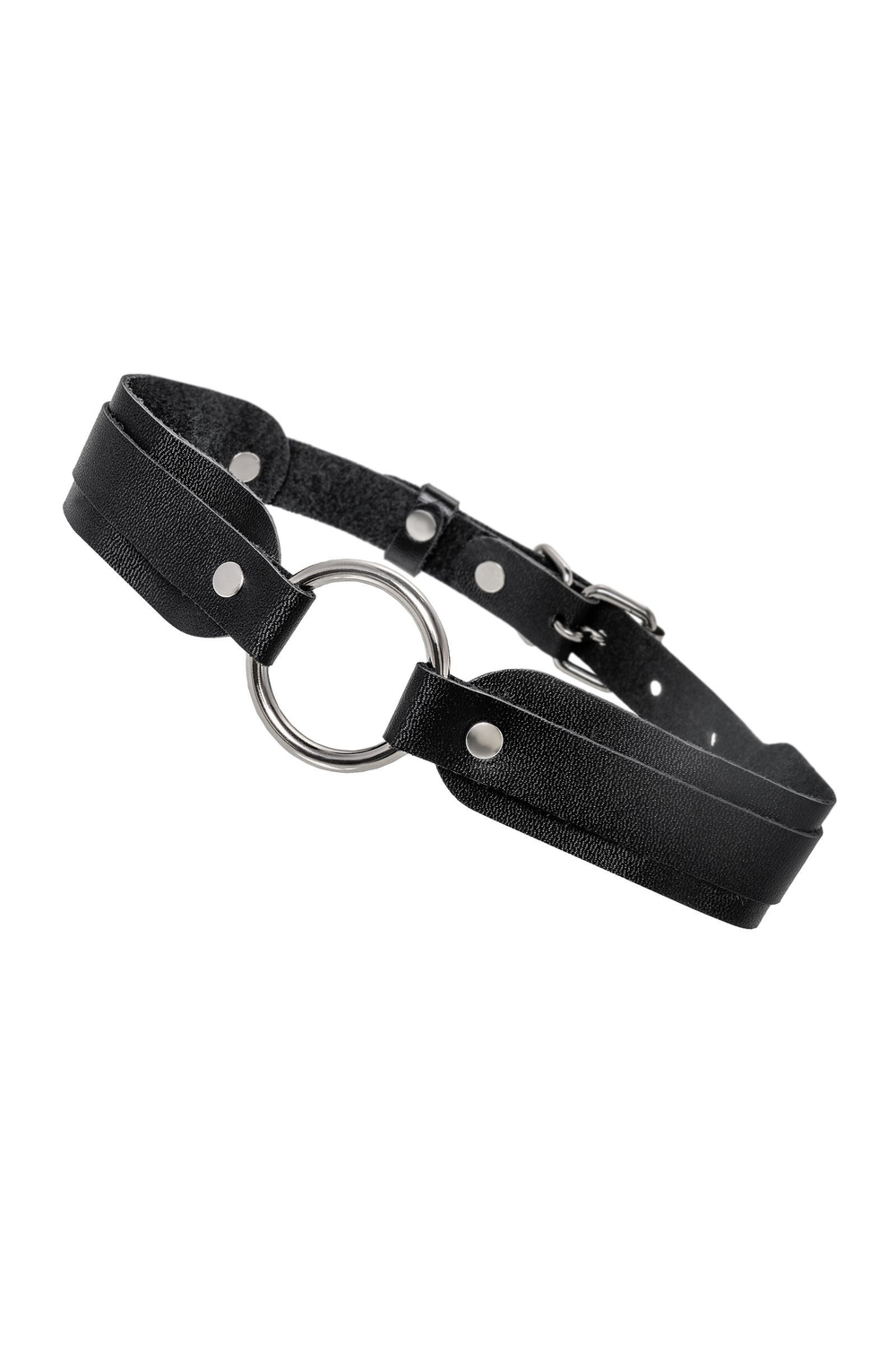 Черный кожаный чокер-ошейник со скруглёнными углами