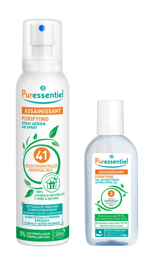 PURESSENTIEL Набор Очищающий спрей + Антибактериальный гель Puressentiel Assainisant Spray aerien + Gel antibacterien 200 мл + 80 мл