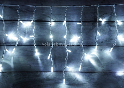 Светодиодная Бахрома (Айсикл) 3 x 0.5 м, белый без мерцания, 114 LED, белый провод ПВХ, IP65, 220 В, ALEDUS