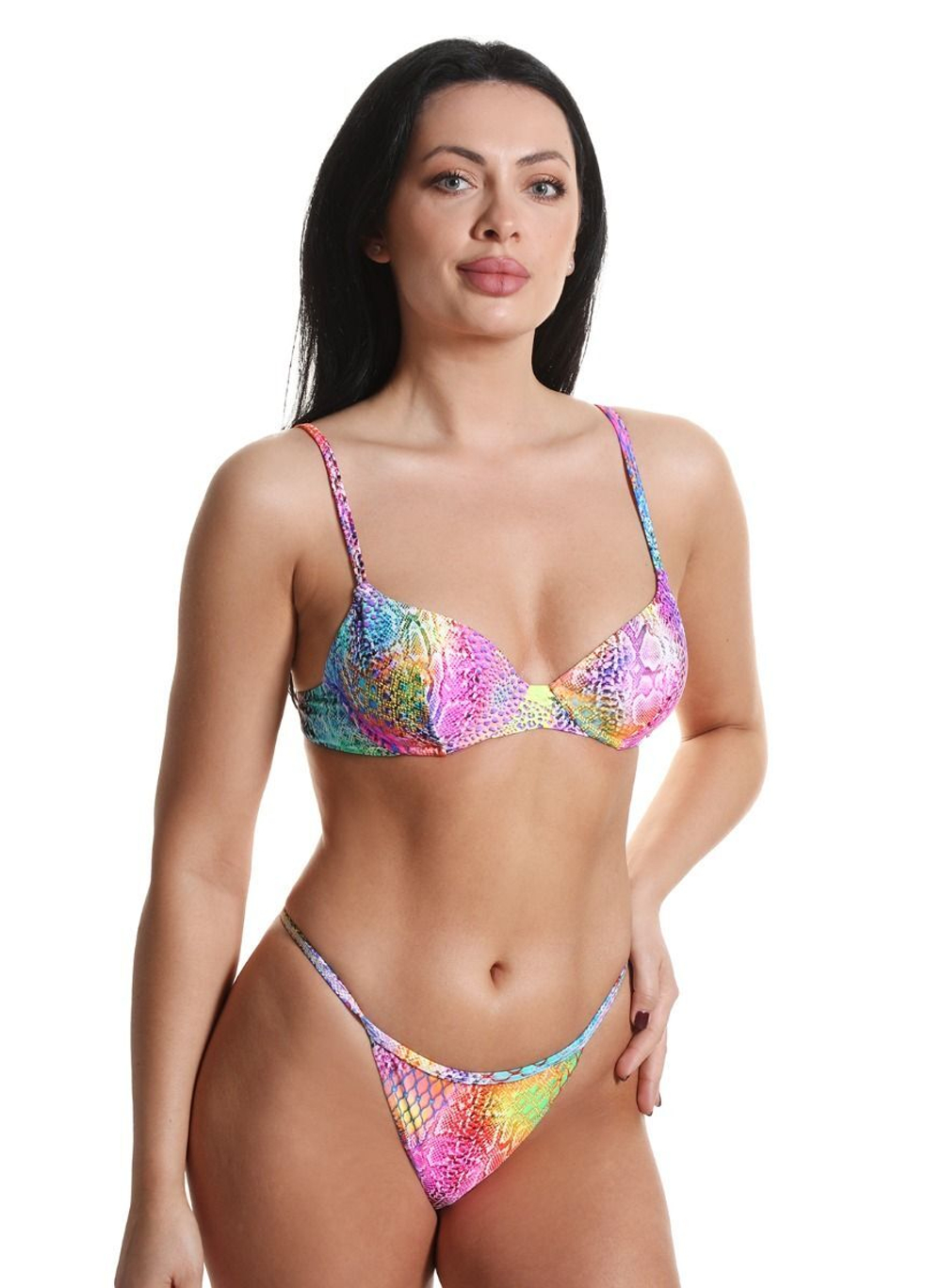 Сексуальный купальник с принтом: лиф и стринги (Размер: B/M) (Цвет: зеленый)