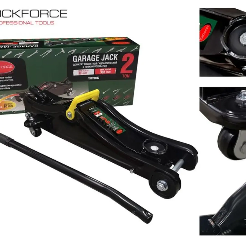 Домкрат подкатной гидравлический 2 т с низким подхватом (h min 80мм, h max 380мм) RockForce##Rock FORCE RF-T820037