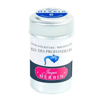 Картриджи для ручки Herbin Bleu des profondeurs сине-черные 6 шт (20118T)