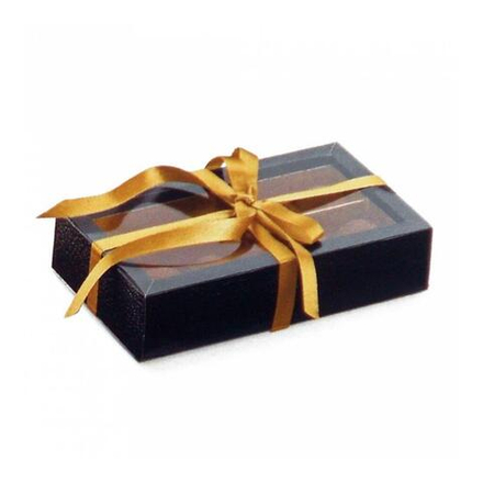 Коробка для шоколада с крышкой и разделителями, 14,5*7,5*3,5 см, черная, картон, 50 шт/у