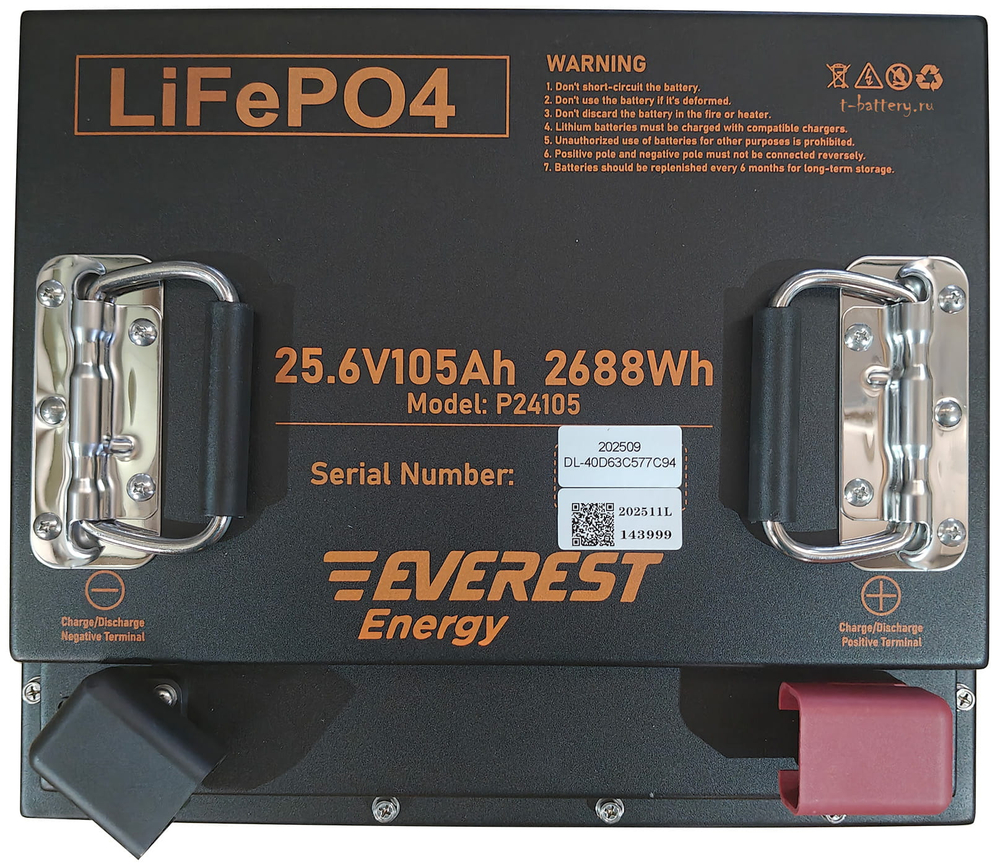 Тяговая аккумуляторная батарея Everest LFP-24V105Аh-PRO + LCD + Bluetooth