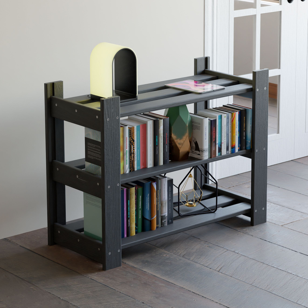 Стеллаж деревянный обувница 50 см для игрушек и для книг Альберт напольный, серый бейц / на балкон, для кухни, для рассады из массива сосны