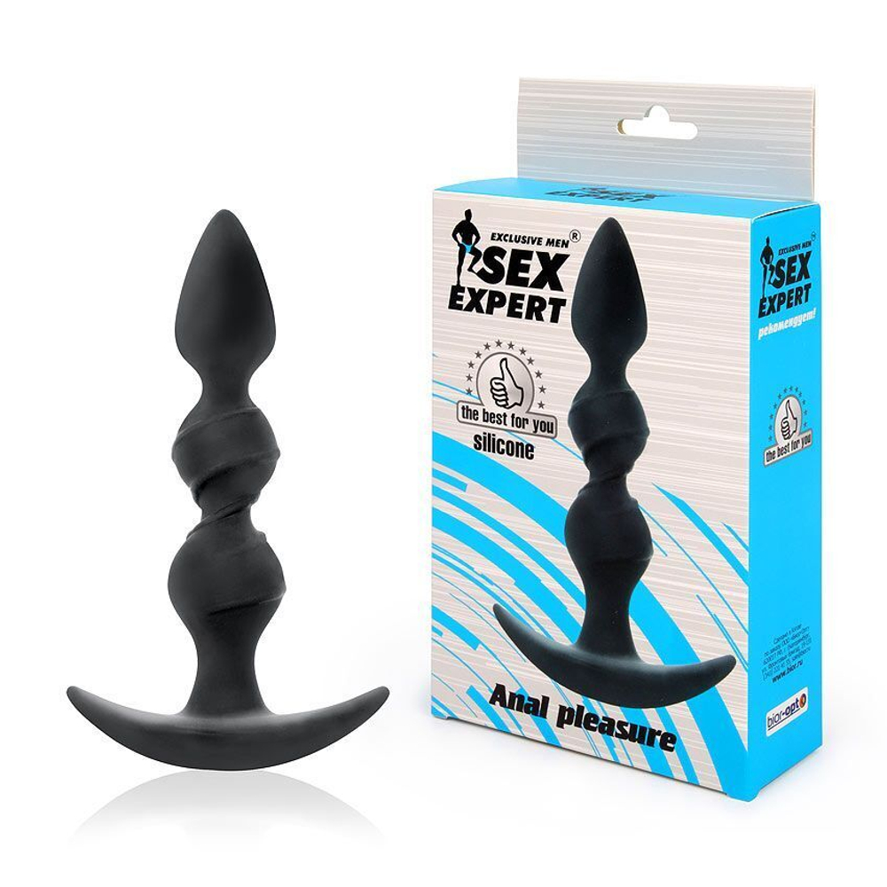 Черная витая пробка-елочка с ограничителем - 16 см. (Цвет: черный)