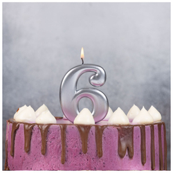 Свечи-цифры Серебряные, 8 см.