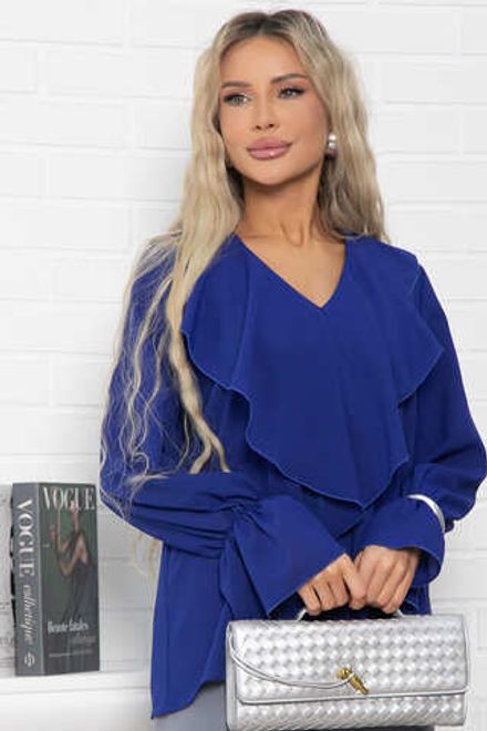 Блуза шифоновая Вэнси (синяя) Б15023-8М LT Collection