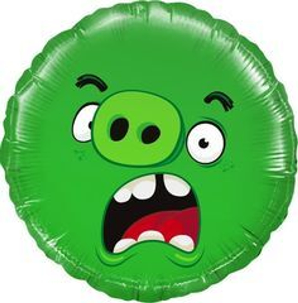 Р 18" Круг, Angry Birds, Зеленый, 1 шт.