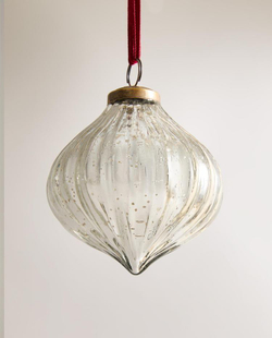 ZARA HOME ЕЛОЧНОЕ УКРАШЕНИЕ РОМБОВИДНОЙ ФОРМЫ С РЕЛЬЕФНЫМ УЗОРОМ, СЕРЕБРЯНЫЙ